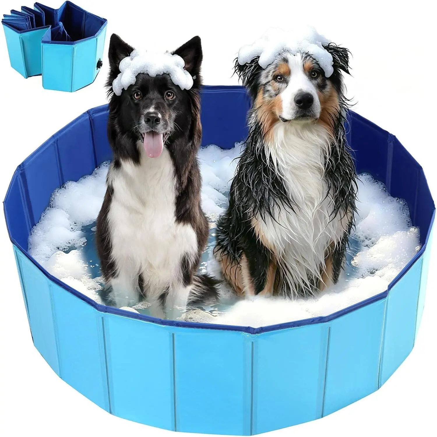 Foldable Dog Swimming Pool, PVC Pet Bath Tub, Whelping Box for Dogs | Collapsible Dog Pool, Small Pet Pool for Bathing, Cooling, Playtime, Whelping Box for Dogs and Puppies (32x8in)