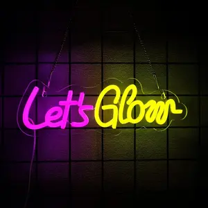 Let's Glow Neon Sign for Wall Decor,  Signs for Party, USB Lets Glow Neon Lights for Birthday Party Bar Home Pub Game Room Wall Art Neon Theme Party Decorations Supplies