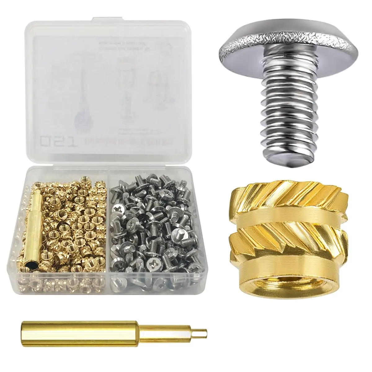 200 count Threaded Inserts Bolt Set 100 count M3x4x5 Heat Set Insert Brass Nut with 100 count Bolt for  Printed Plastic
