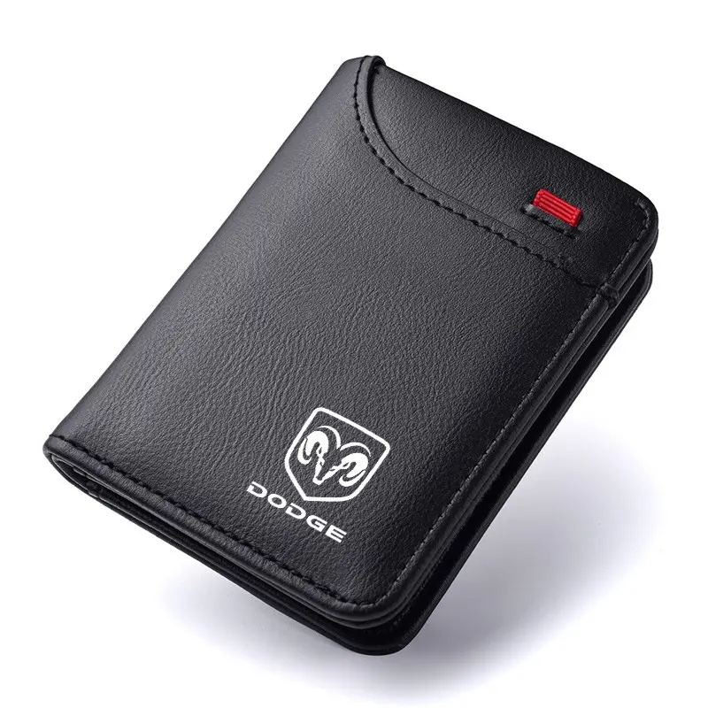 Car Emblems Soft Wallet, Leather Mini Credit Card Purse, Portable Small Wallet for Dodge Challenger, Charger, Journey, RAM, Durango, Srt, Dart, Avenger