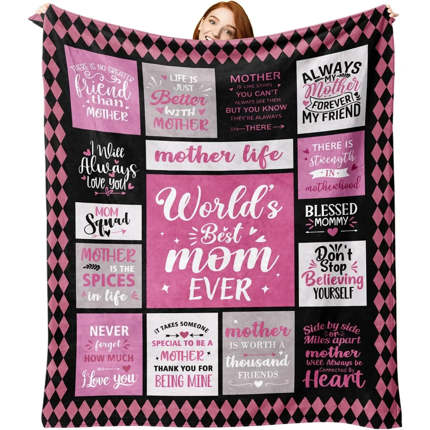 Gift for Mom from Daughter Son Flannel Throw Blanket, Word's Best Mom Ever Gift for Mama Women, Mothers Day Birthday Ideas, Soft Blankets for Bedding Sofa 50" x 60"