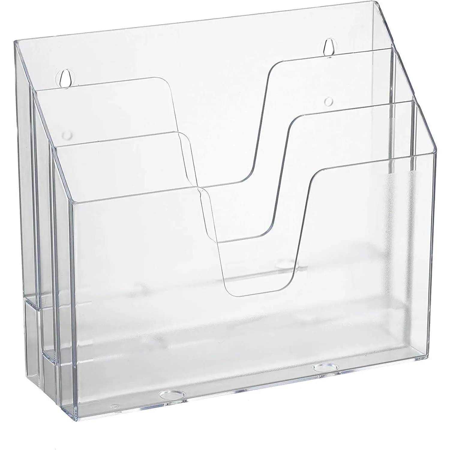 Horizontal Triple File Folder Holder Organizer, Open Top Desktop Document Sorter for Letter Size Papers & Folders, Plastic (Clear Crystal)