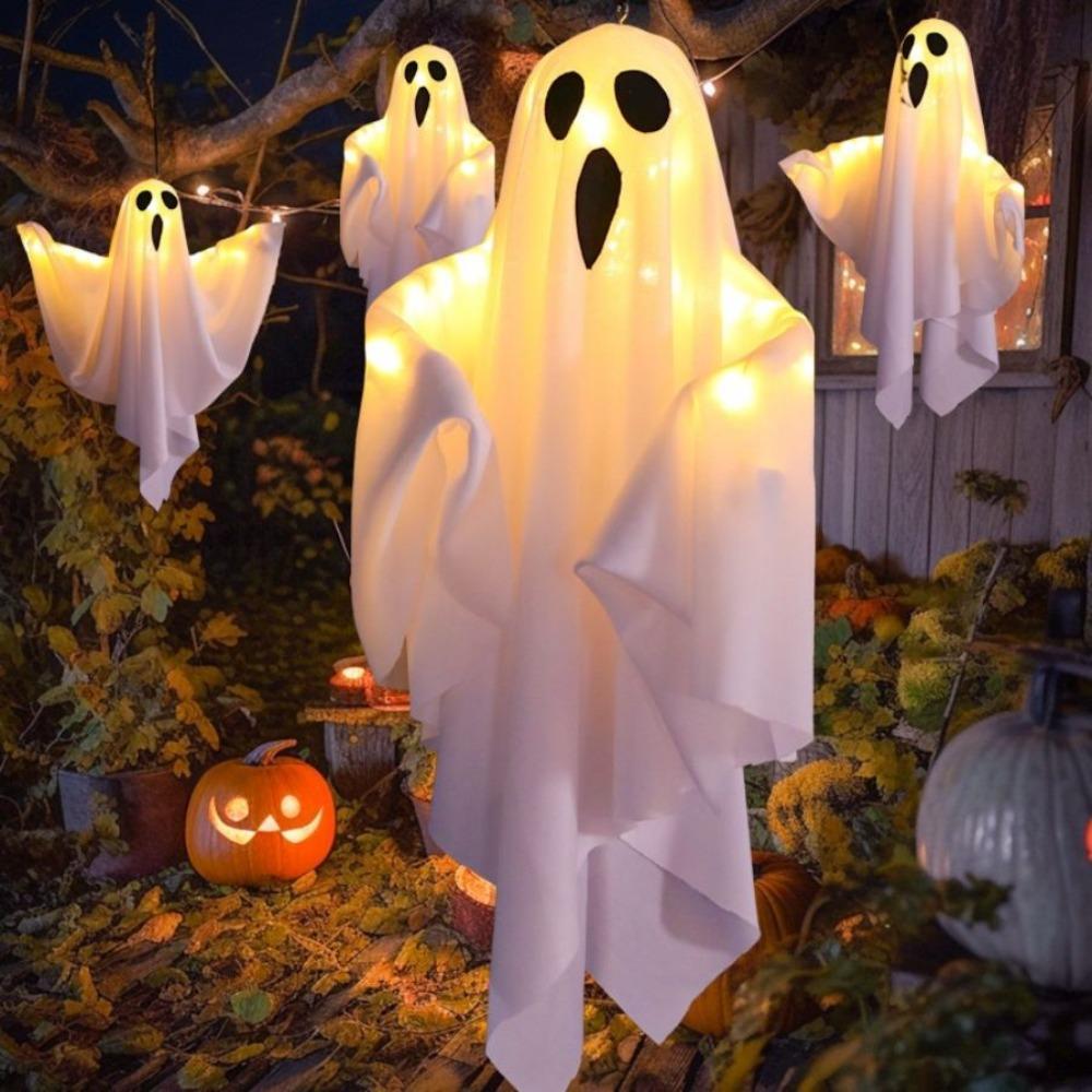 Halloween Ghost Shaped LED Light, 1/2 Counts Glowing Ghost Decorative Light, Outdoor Hanging Decor for Garden, Yard, Patio, Lawn, Party Home Décor
