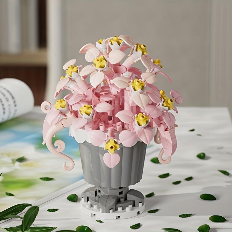 Flower Building Blocks, Rose Building Blocks, 1 Set Mini Potted Plant Model Building Blocks, Building Kit Desktop Ornament, Home Decoration, Educational Fun Toys, Birthday Gift