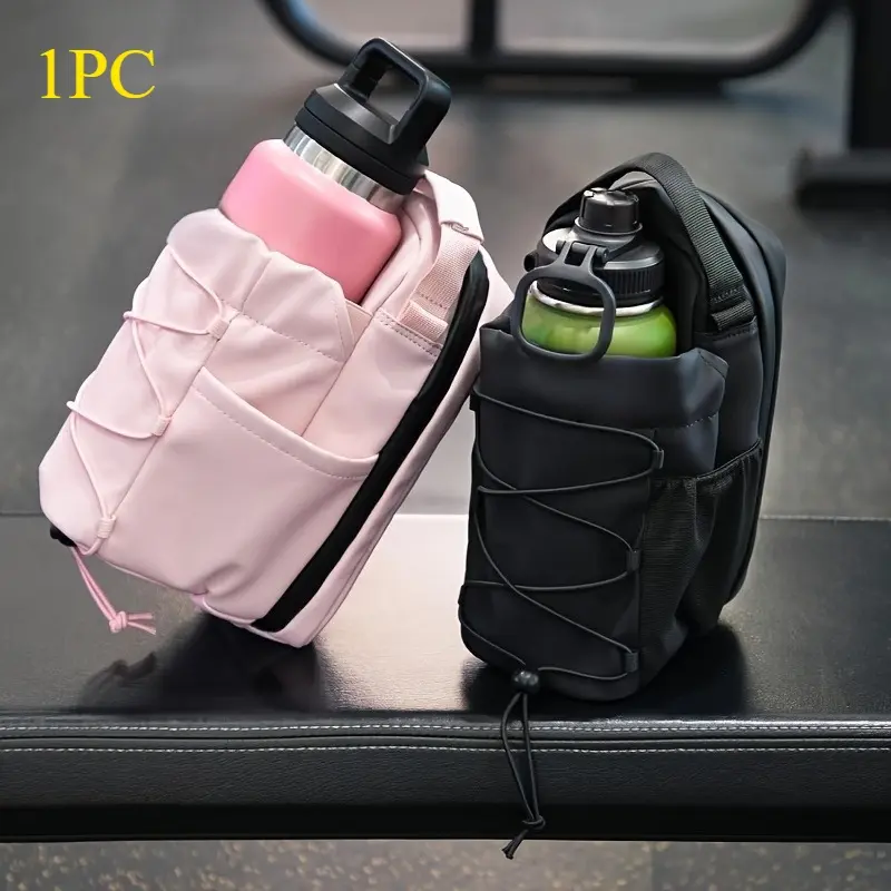 Waterproof Magnetic Closure Gym Crossbody Sling Bag, Sport Waist Pack with Elastic Water Bottle Pocket, Lightweight Outdoor Running Shoulder Bag for Men & Women
