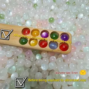 150pcs 8mm UV Reactive Acrylic Beads, Rainbow Color Sunlight Changing Beads, DIY Jewelry Making, Craft Supplies, Fashion Accessories, Diy Beading Accessories