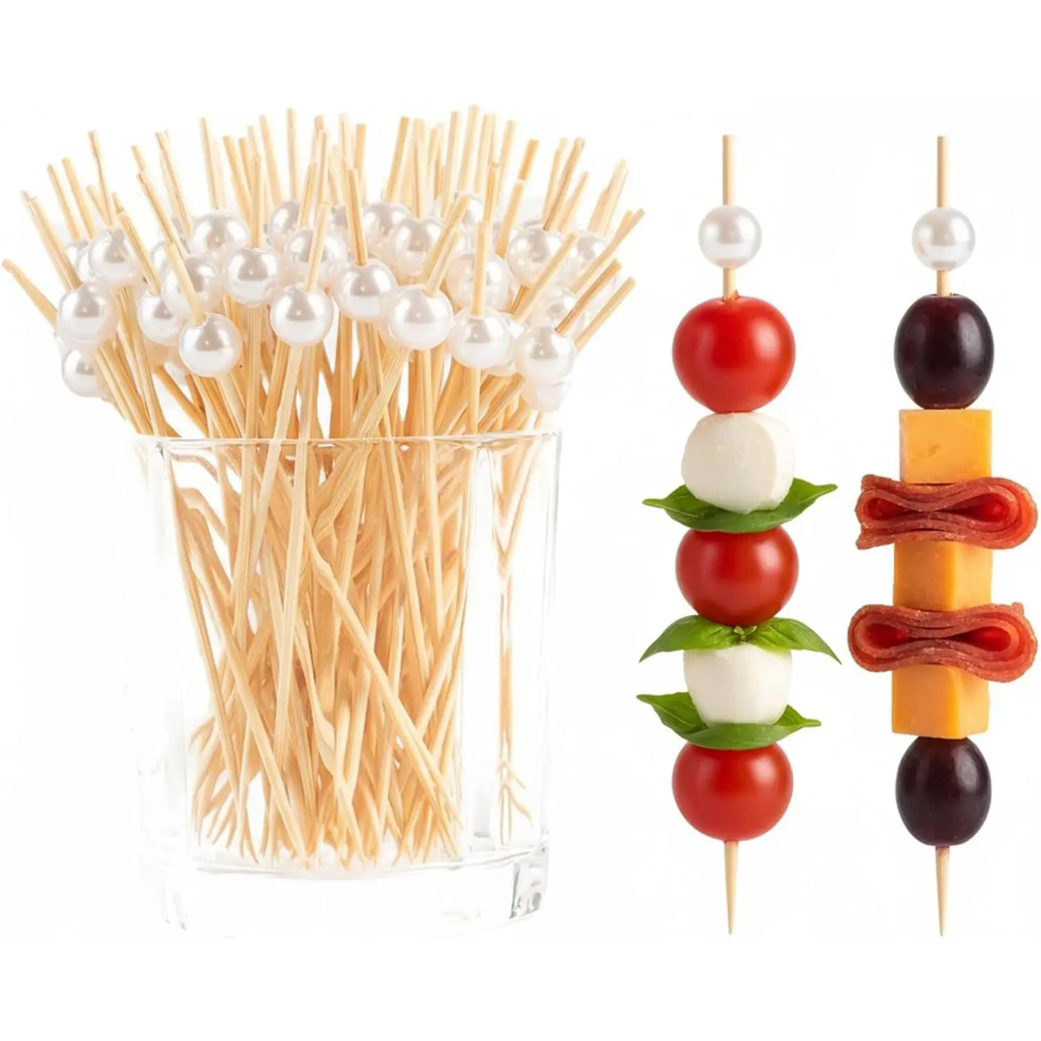 200 count White  Picks, Wedding  Skewers | 4.7 Inch  Style  Toothpicks for Appetizers,  Sticks for  Charcuterie Drink Fruit Bridal Brunch Decor