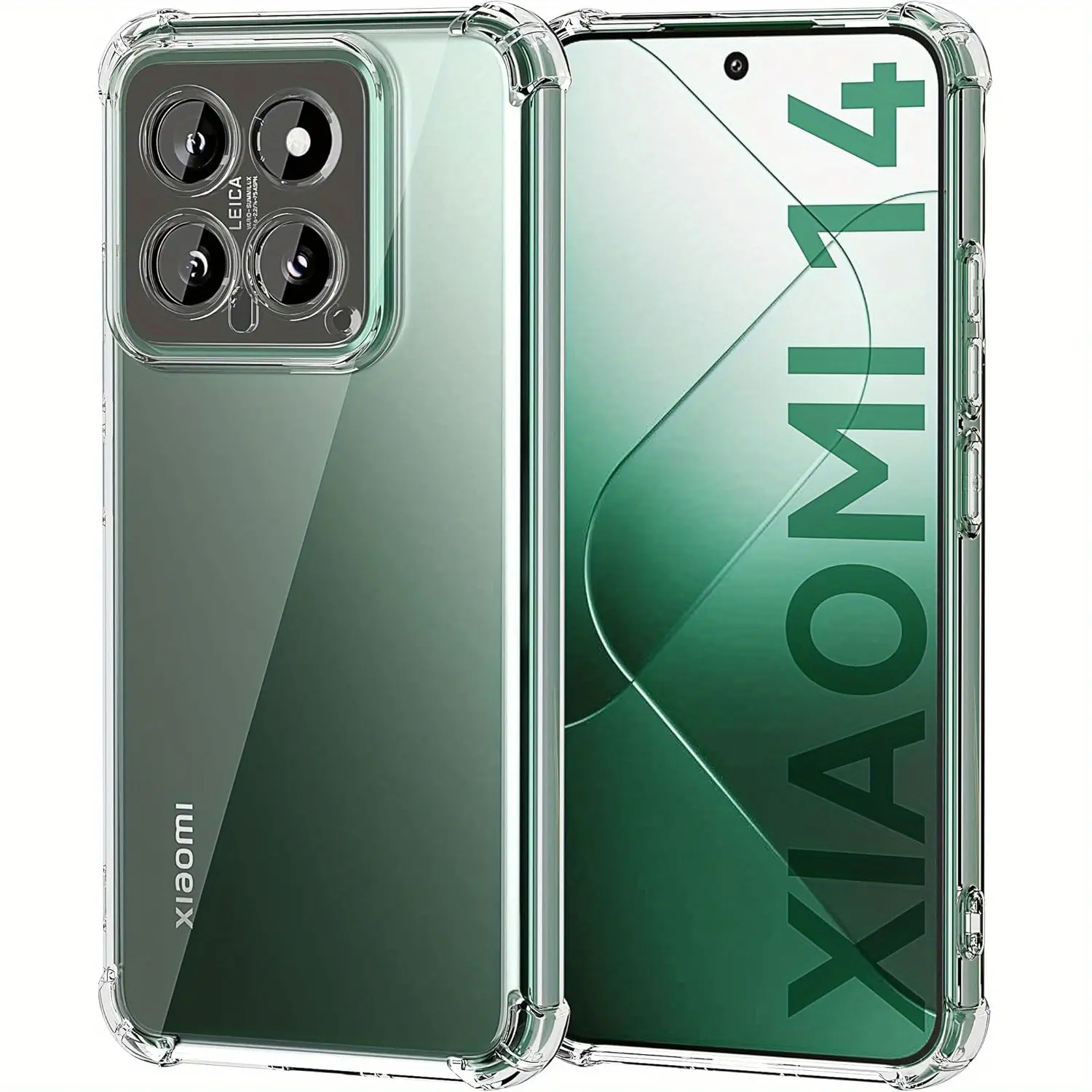 Case for Xiaomi 14 / Xiaomi 14 Pro, Clear Phone Case with Reinforced Corners Camera Protection Bumper Slim Fit Shockproof Flexible TPU Case, Transparent, Shockproof Soft Shell
