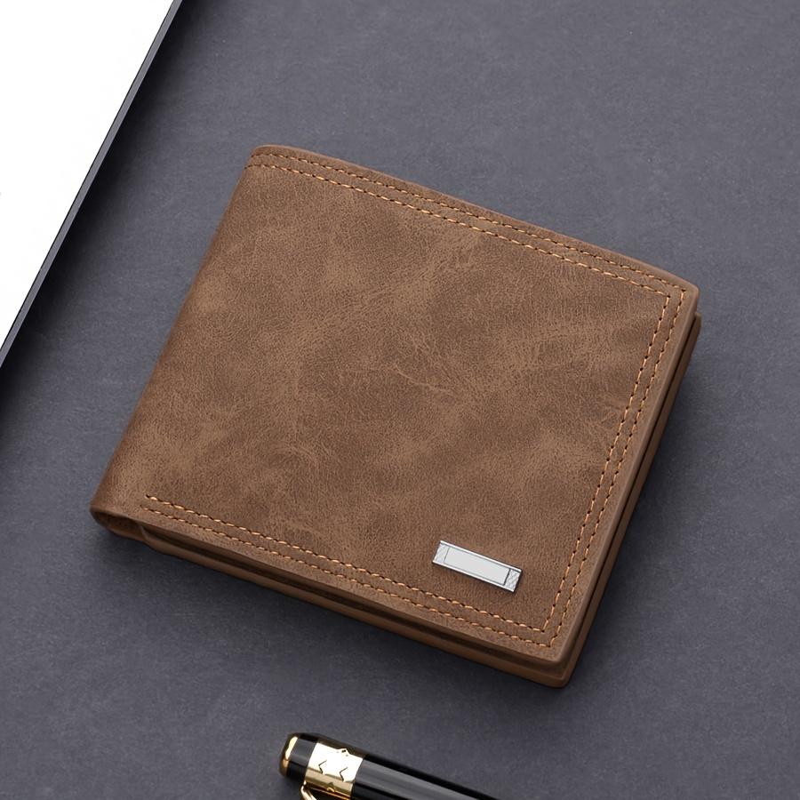 Men's short wallet with multiple card slots, trendy brand, zippered, large capacity, foldable, simple leather wallet, student wallet, vintage bill holder