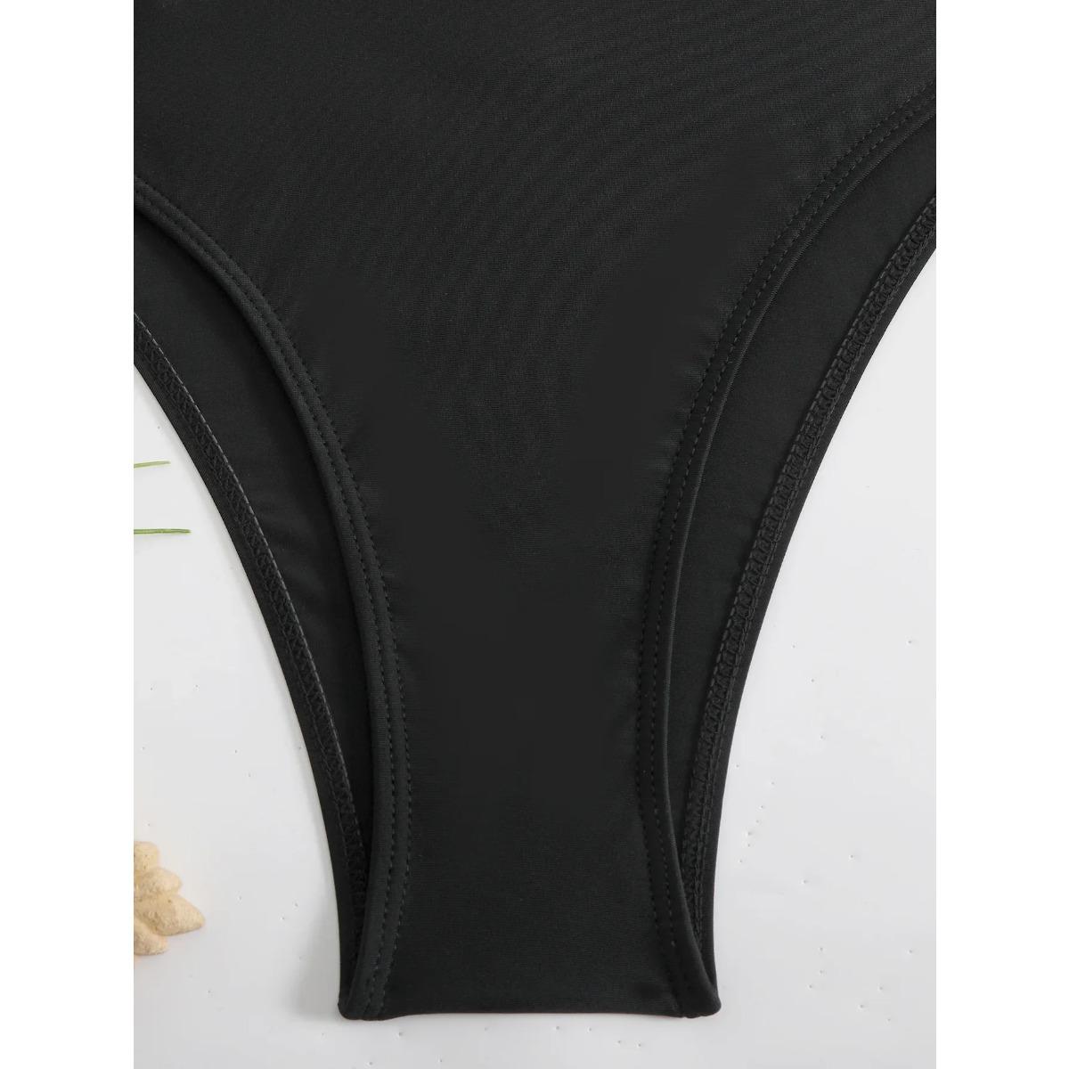 2026 New High-waisted Triangle Bag Bikini, Fashionable and Sexy Solid Color Webbing Beach Swimsuit,Black Gold Greek Key Print Two Piece Bikini Set for Women, Triangle Push Up High Waist Swimsuit