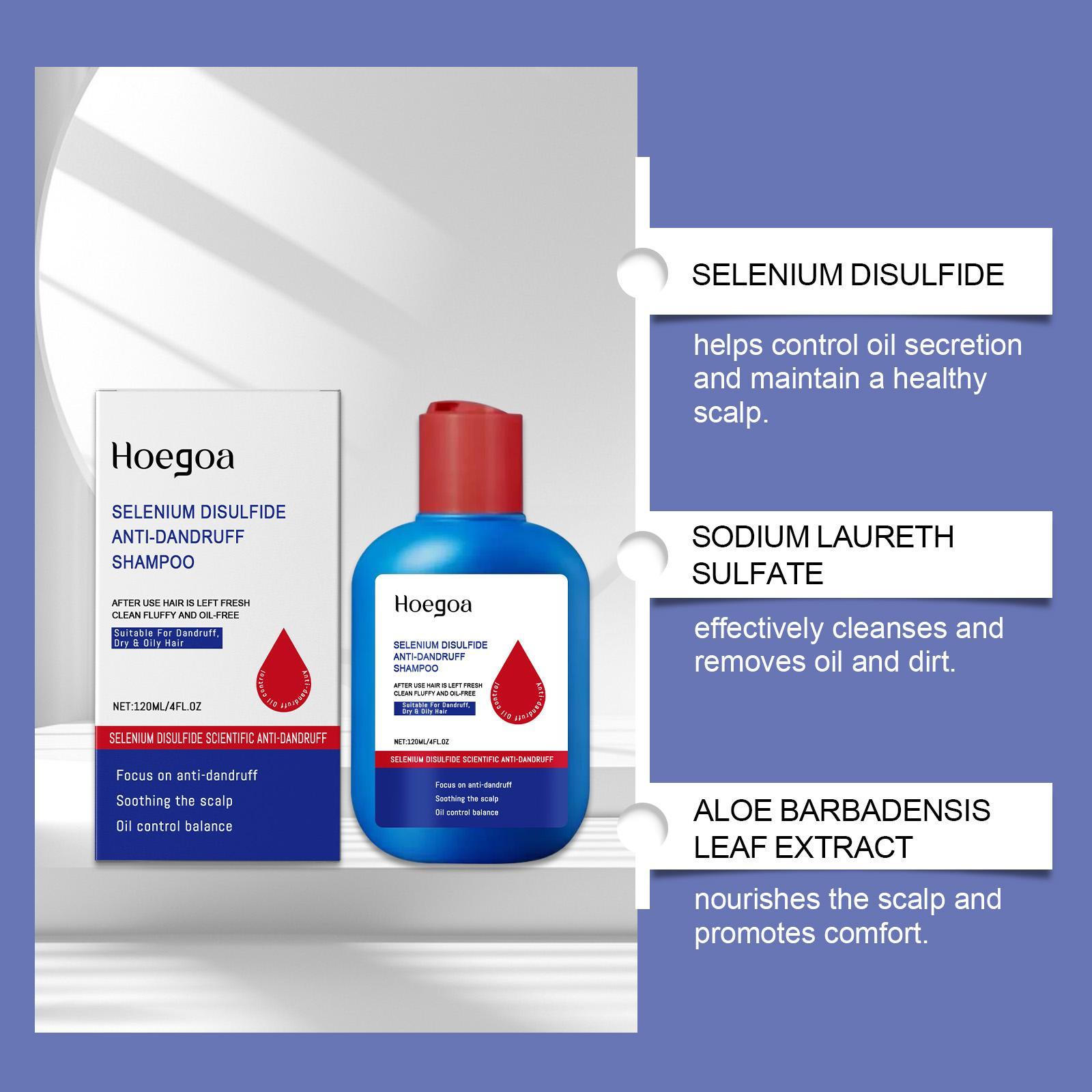 120ML X 2 Bundle Pack Selenium Disulfide HOEGOA Hair Care Shampoo: Anti-Dandruff Anti-Itch Oil Control Refreshing Scalp Cleanser Shampoo, Gentle Comfort Cleansing Conditioner Haircare 2 Bottle Bundle