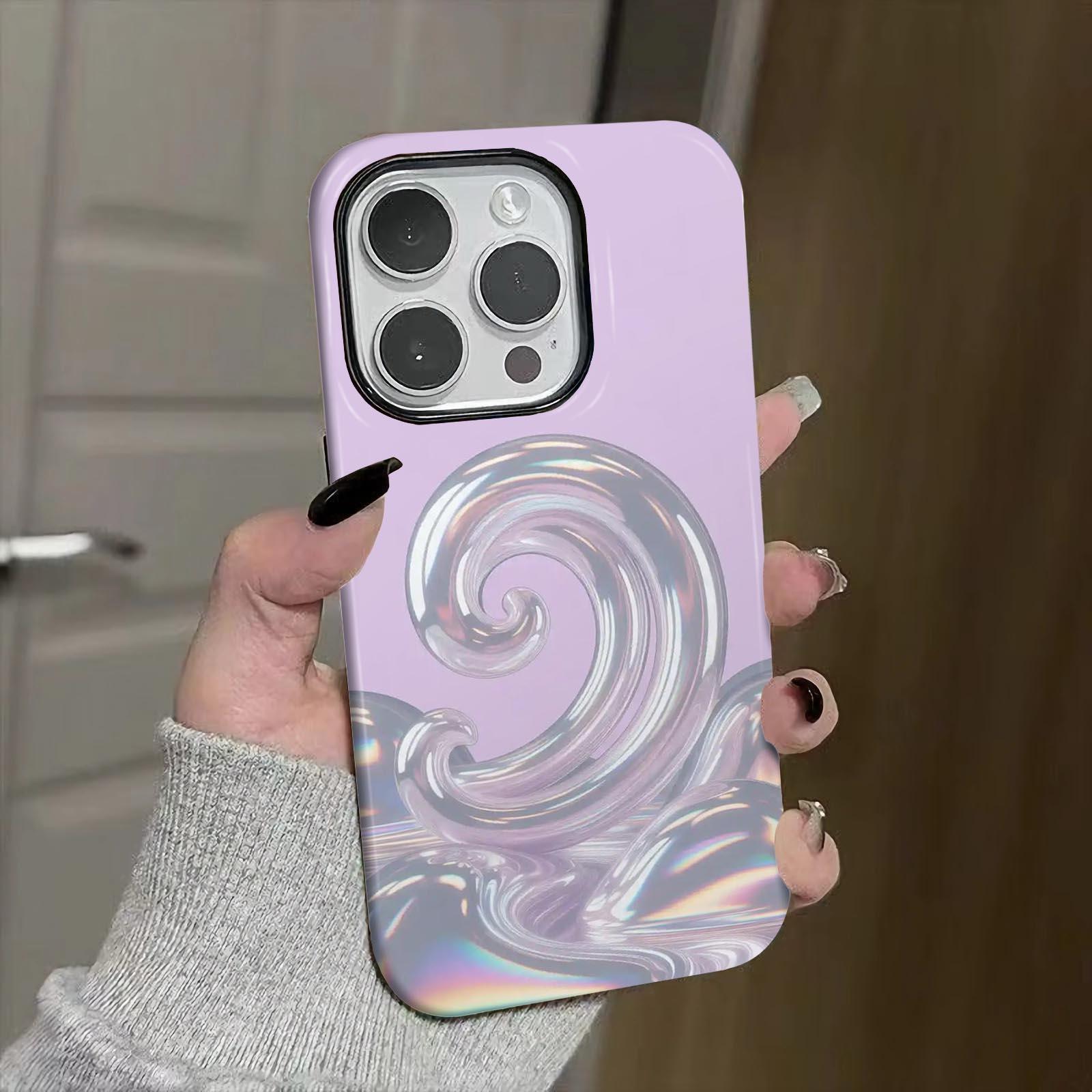 iridescent, swirl, wave Soft And Hard Two-In-One Film Printed Full Pattern Case For IPhone 16 15 14 13 1211 Pro Max Plus Phone Case