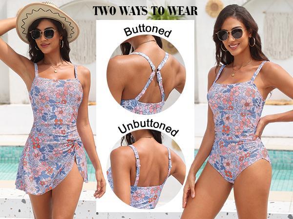 Eomenie One Piece Swimdress Swimsuits for Women Tummy Control Swim Dresses Bathing Suits Swimwear Swimsuit Slimming Beachwear onepieceswimsuit