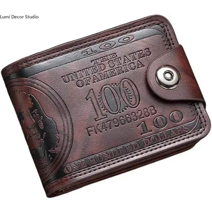 Men's Bifold Shape Vintage Style Wallet - Retro Faux Leather with Dollar Pattern, Magnetic Closure Stylish Business Multi-Card Photo Holder for Wallet Cards Storage (Sports & Outdoor Use), Business Fashion Wallet, Mens Wallet