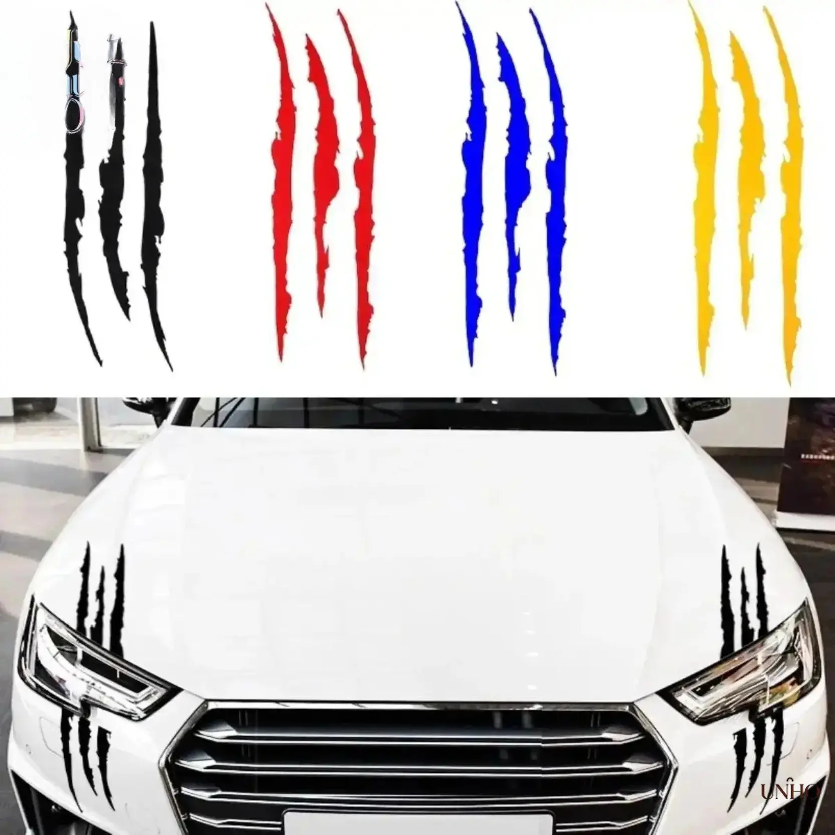 4-Pack Claw Mark Pattern Reflective PET Headlight Stickers, 15.7x4.7in Waterproof Car Decals for Decorating My Car, Luggage & Bag DIY Accessories, Vehicle Styling, Cars Accessories, Adhesive Stick