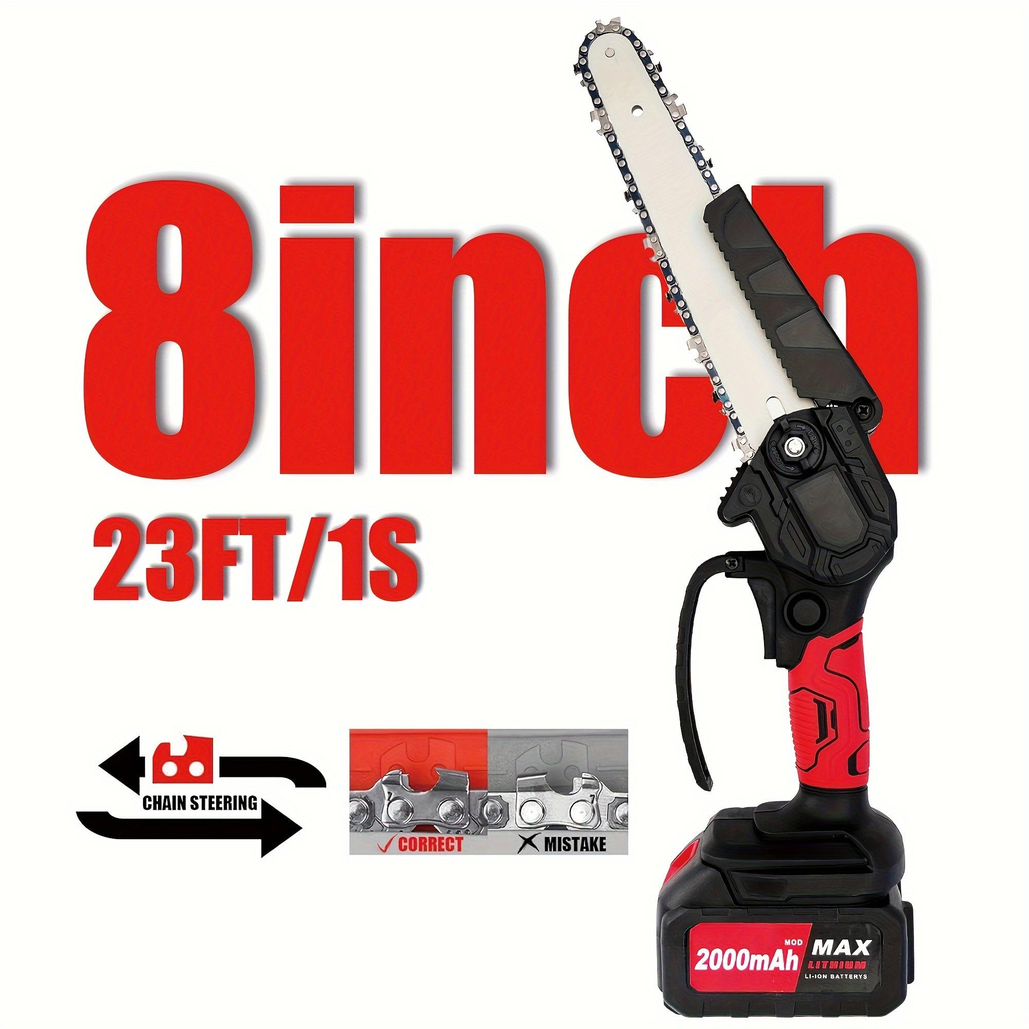 Mini electric chainsaw, cordless chainsaw, tool set for men, 8inch electric chainsaw, with tool box, portable handheld saw, used for tree pruning, wood cutting, gardening tool gift, Halloween and Christmas gift