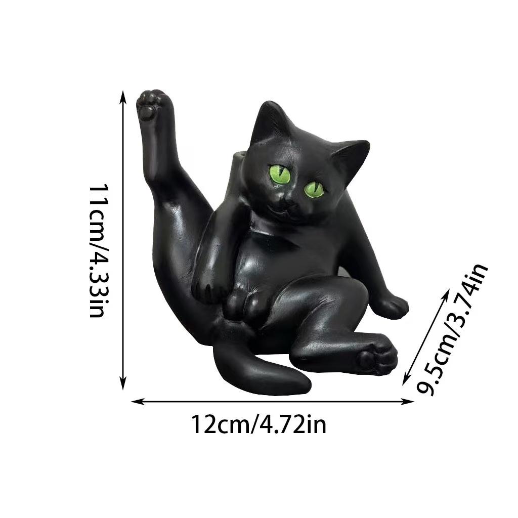 Quirky Cross-Legged Black Cat Flower Pot - Creative Succulent Plant Ornament - Fun Desktop Decorative Gift - Atmosphere Decoration Suitable for Personalized Halloween Furniture Decor