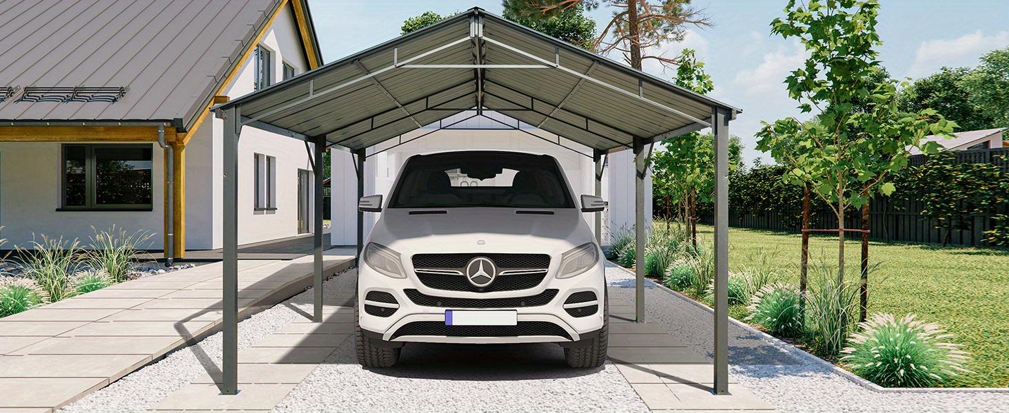 Metal Carport 10'x20' Heavy Duty, Multi-Use Shelter with Powder-Coated Steel Roof and Frame, Outdoor Carport Canopy Shelter for Car, Truck and Boat