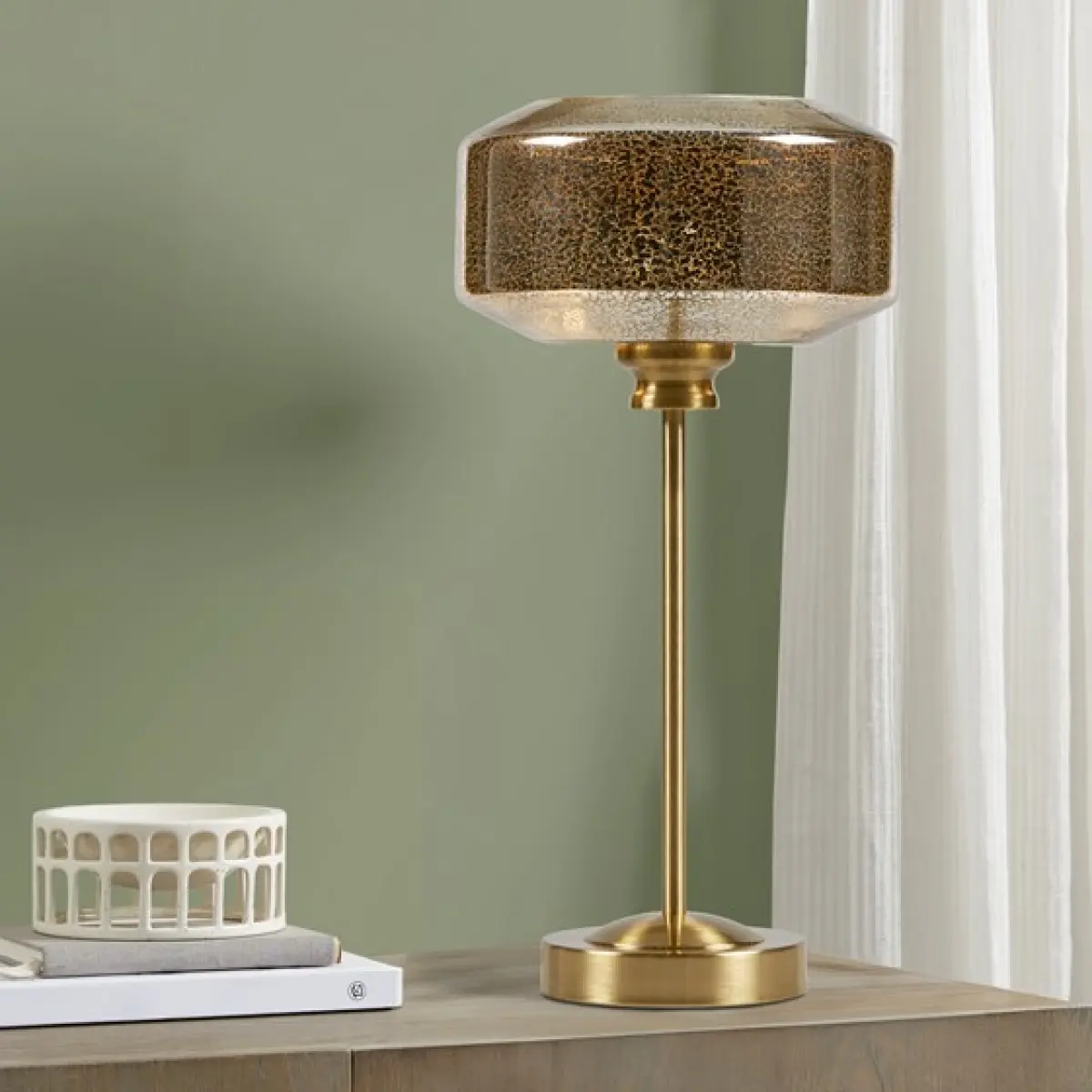 17" Mercury Glass Table Lamp Gold See below