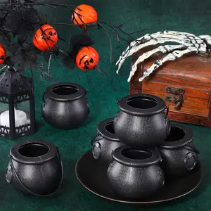 12pcs Mini Cauldron Kettles, Novelty Kettles, Halloween Cauldrons and Holder, Witches' Cauldron, Party Favors, Non-Food Contact
