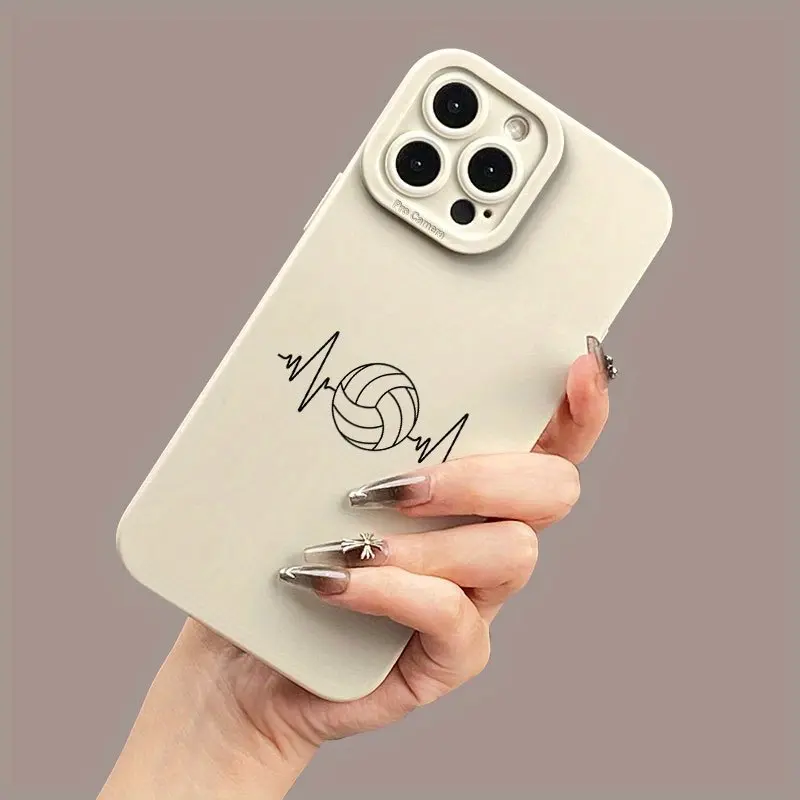 Matte Phone Cover Featuring An Electrocardiogram Volleyball Design, Providing 360-Degree Protection For Various Iphone Models Including 11, 12, 13, 14, 15, 16, 17 Pro Max, XR, X/XS, And Mini., Ideal Birthday Gift