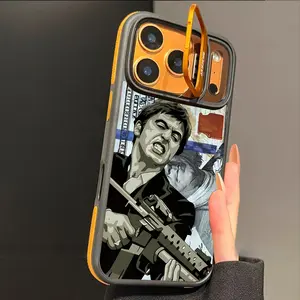 Trendy Magnetic Shockproof Camera Ring Stand Heavy Duty Clear Creative Scar Face Phone Case Compatible With iPhone 17 16 15 14 Plus 13 Pro 12 11 ProMax 17Air 17 ProMax & Samsung S26 S25 Ultra, Camera Lens Protector Phone Accessory