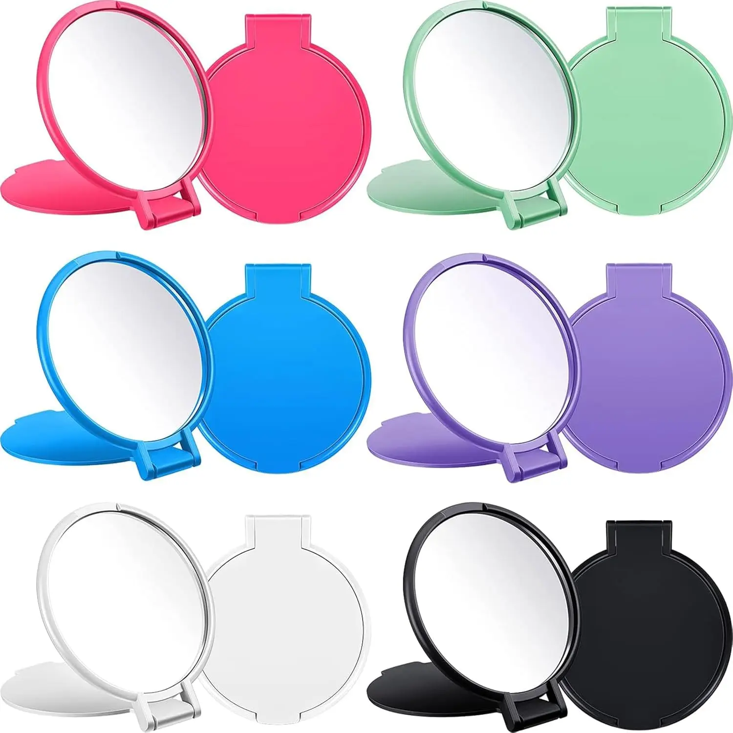 18 Pieces Compact Mirrors Bulk, Mini Folding Pocket Mirrors for Purse, Small Portable Makeup Stuffs for Travel, Girls, Party Favors, Wedding Birthday Goodie Bags (Classic Colors)