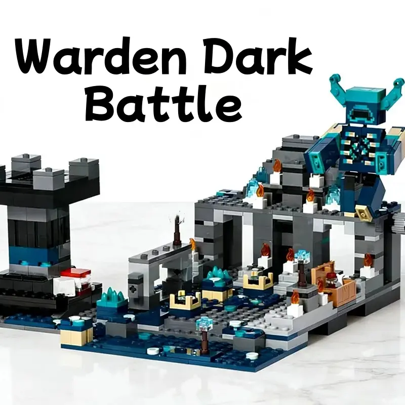 MOC My Pixel World Game Series Building Blocks Deep Dark Warden Boss Battle Model Toys Birthday Gifts