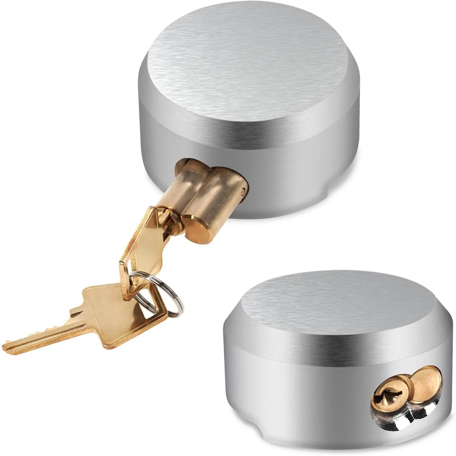 2 Pack of Duty Hidden Shackle Padlocks with Keyed Alike, Puck Locks, Puck Lock, Padlock for Trailer Door Lock, Trucks & Vans (2-7/8 Inch)| 2 Pcs Duty Hidden Shackle Padlocks with Keyed Alike, 6 Keys Included, 2-7/8 Inch, Silver