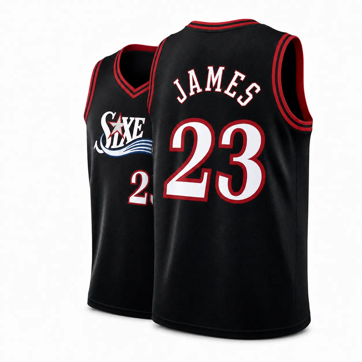 Unisex #23 James Philadelphia Basketball Jersey – Black Icon Edition, Retro Swingman Mesh Tank, Game Day Outfit, B-Ball Streetwear, Basketball Fan Gift