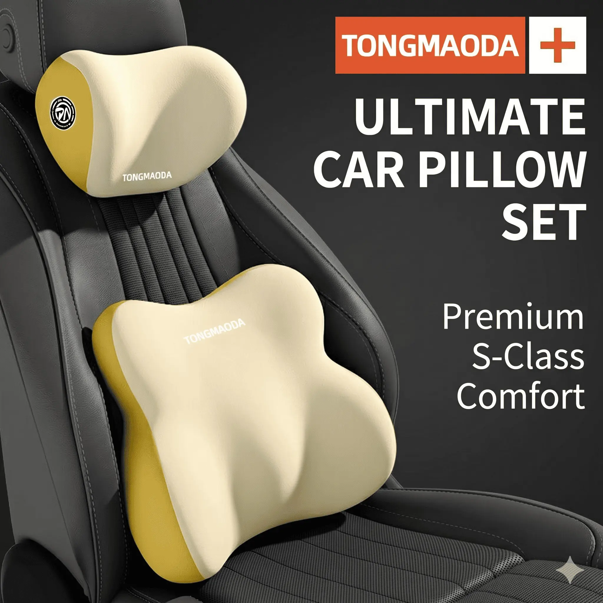 Car Lumbar and Neck Support Set, Memory Foam Ergonomic Design, Breathable Washable Cushion, Relieves Fatigue, Ideal for Long Drives and Office Use