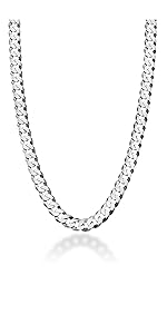 Miabella Solid 925 Sterling Silver Italian 5mm Diamond Cut Cuban Link Curb Chain Necklace for Women Men, Made in Italy Miabella Solid 925 Sterling Silver Italian 5mm Diamond Cut Cuban Link Curb Chain Necklace for Women Men, Made in Italy