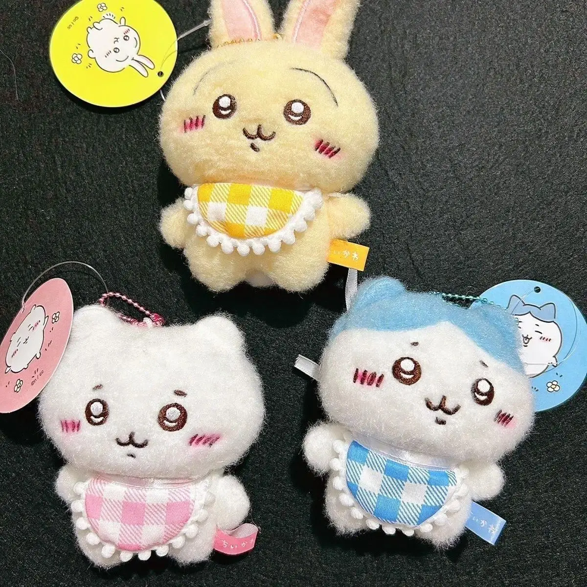 jiyi Plush Keychain with Apron Cute Usagi Hachiware Soft Stuffed Toy Pendant Kawaii Bag Charm Collectible Anime Gift