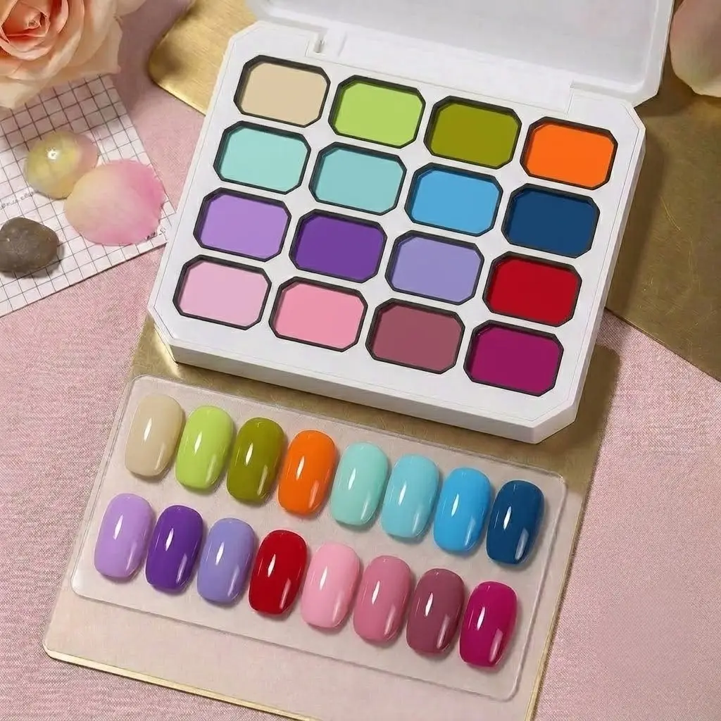 16 Color Macaron Series Pat Painting Gel, Gradient Nail Art, UV/LED Soak-Off Gel Varnish, Nail Art Supplies