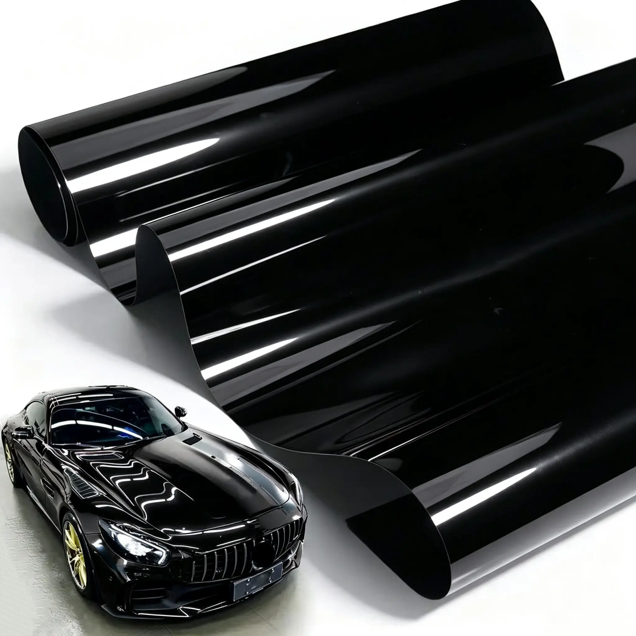 Ultra Gloss PET Piano Black Car Vinyl Wrap Film DIY Sticker Decal Self Adhesive Air Release Auto Accessories Waterproof Vinyl Wrap For Cars