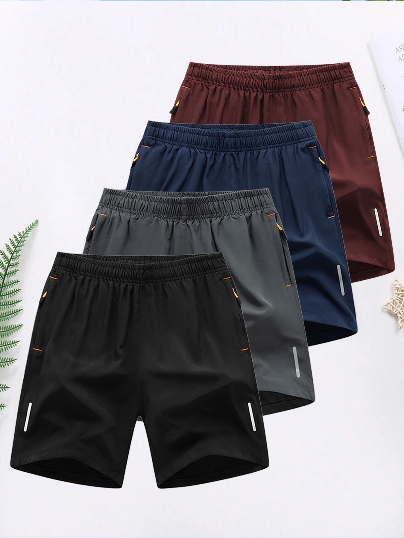 Men's Solid Color Zipper Pocket Shorts,  Casual Comfy Breathable Shorts for Summer, Men's Bottoms for Daily Wear, Casual Shorts Set