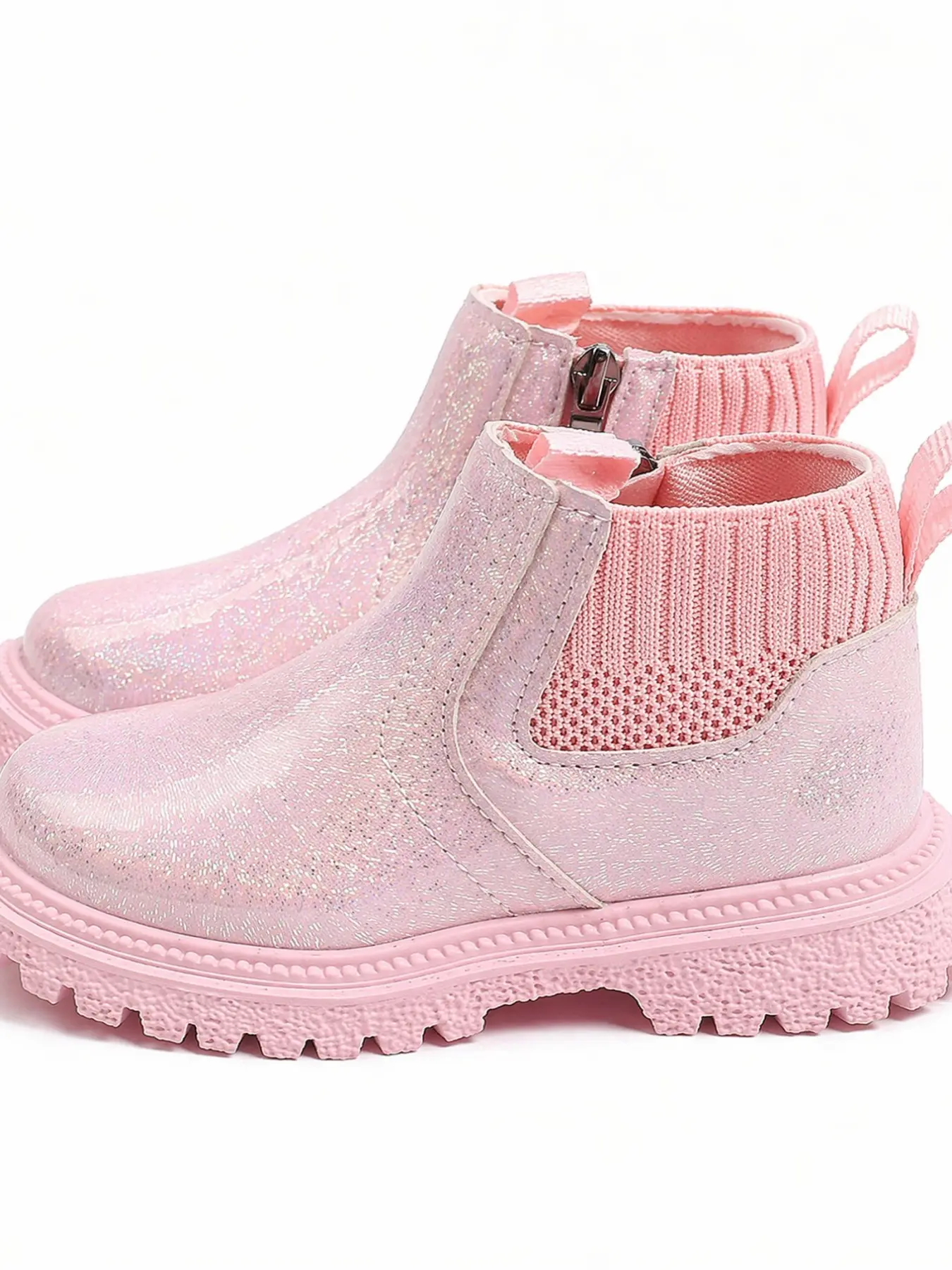 Girls' Striped Chelsea Boots, Preppy Style, PU Leather, Rubber Sole, Fall & Winter, Above Ankle, Anti-Slip, Breathable, School & Outing