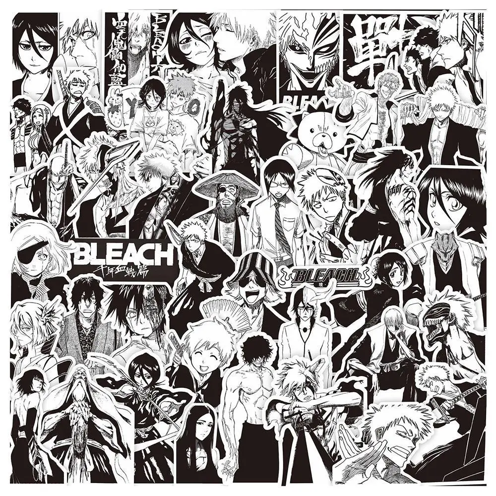 10/30/75pcs Anime BLEACH Graffiti Stickers Classic Cool Japanese Manga Decals Laptop Phone Notebook Black White Graffiti Sticker