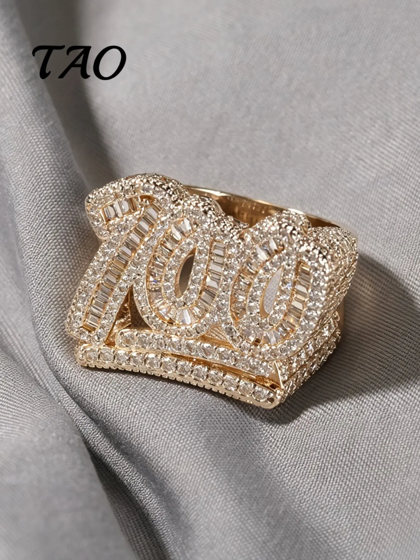 TAO-Creative '100% Design' Jewelry Ring, Copper Zirconia, Hip Hop Style, Unisex, Versatile, Perfect Gift for Birthday, Anniversary, Surprise