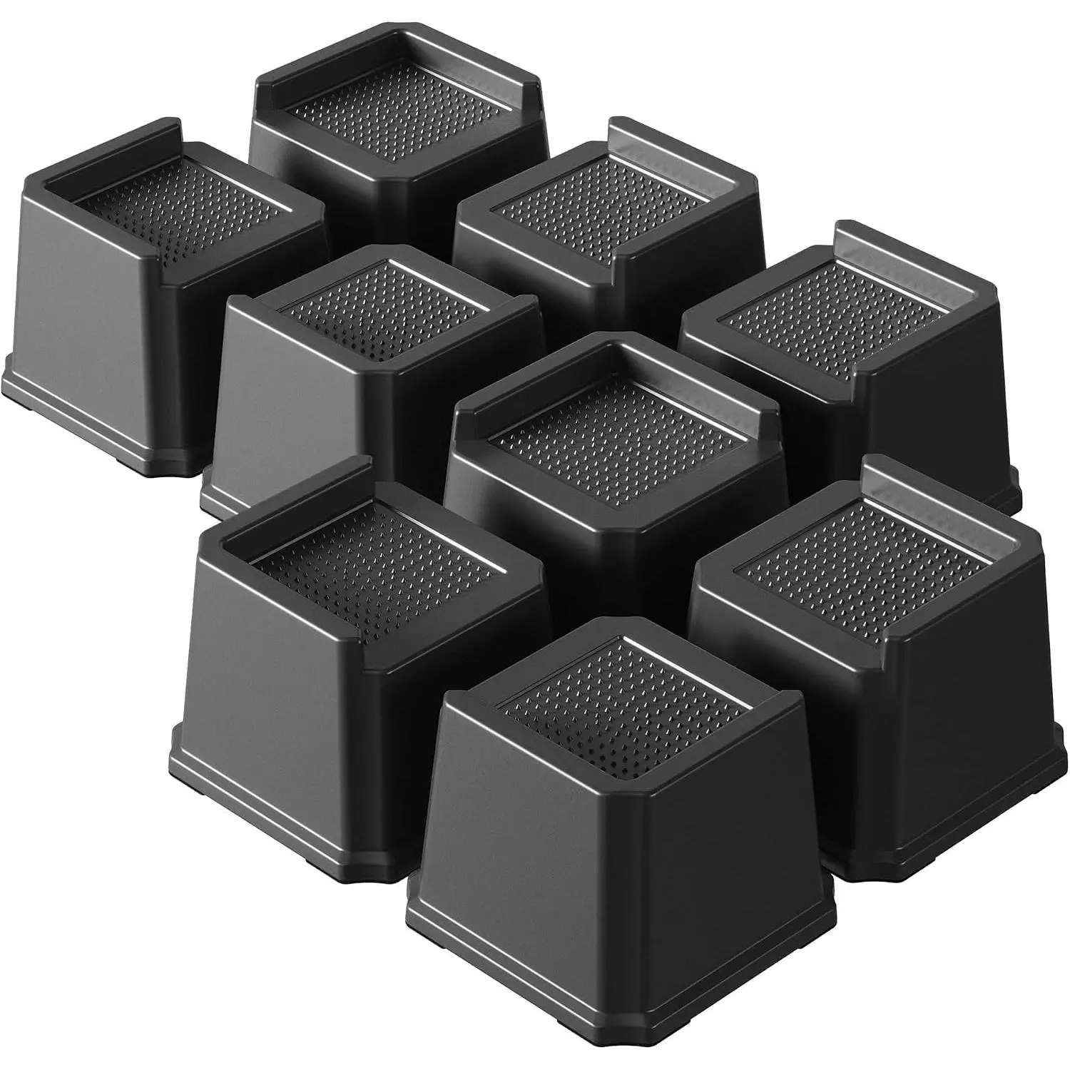 9-Pack 3-Inch Heavy-Duty Plastic Bed Risers, Oversized L-Shaped Furniture Lifts with 1500lb Capacity for Beds, Sofas