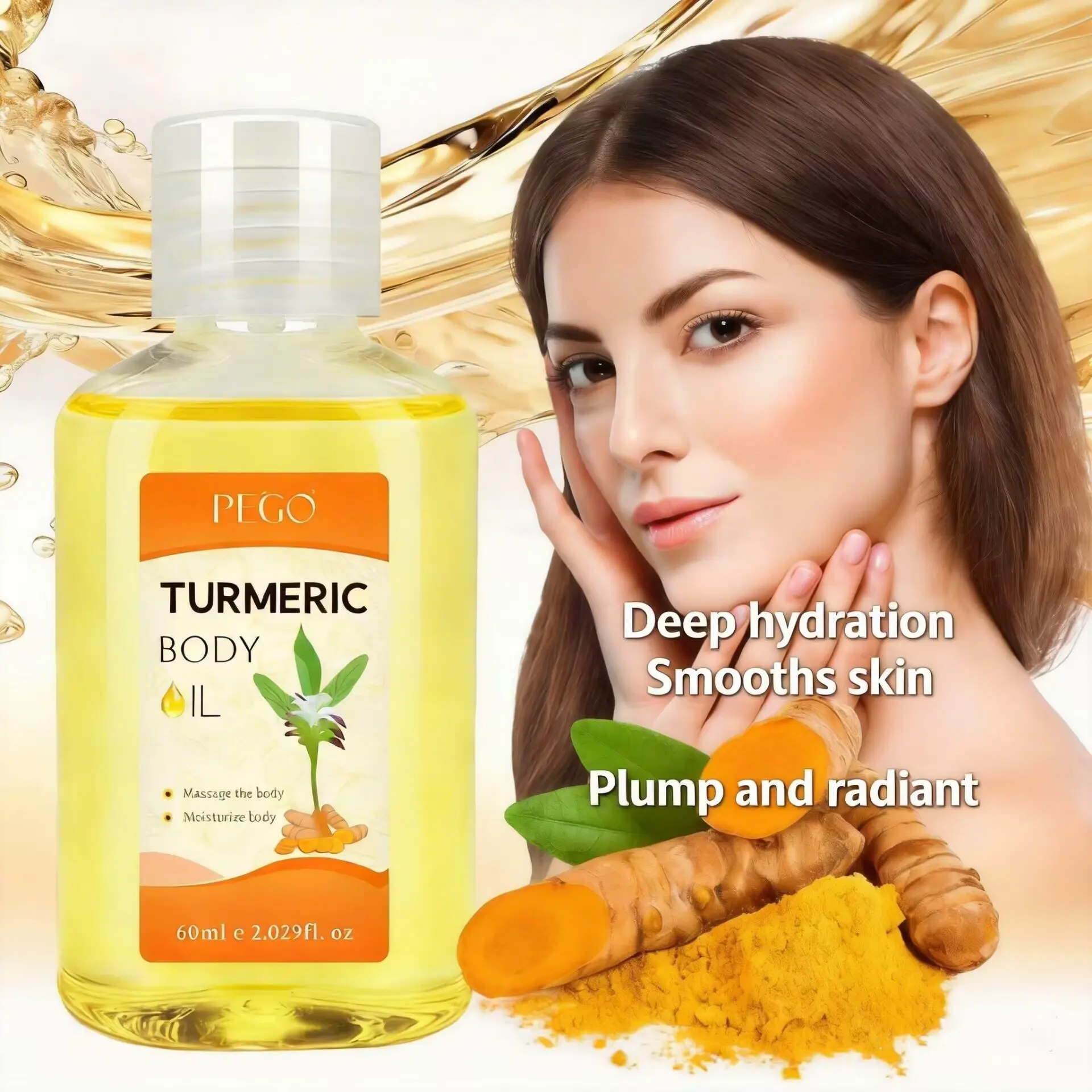 Turmeric Body Massage Oil: Deeply Nourishes, Fades Stretch Marks & Tightens Skin Tone, Universal Body Care Oil for Men and Women, Nourishing Oil
