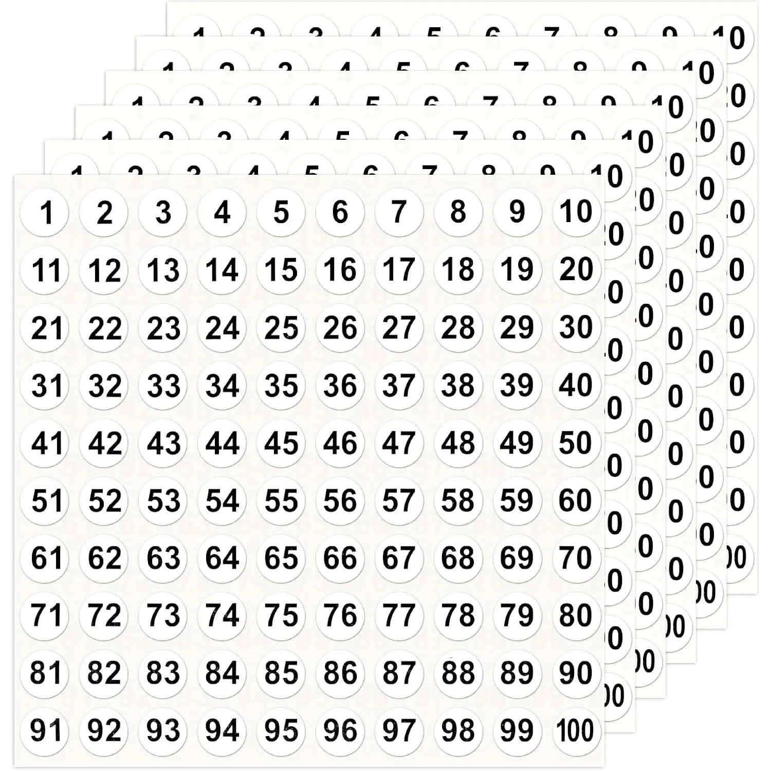 Number Stickers, 50 Sheets Number Stickers 1-100, 5000 count Vinyl Consecutive Number Stickers, 0.4" Self Adhesive Small Round Number Labels for Office Classroom Indoor Storage Inventory Boxes