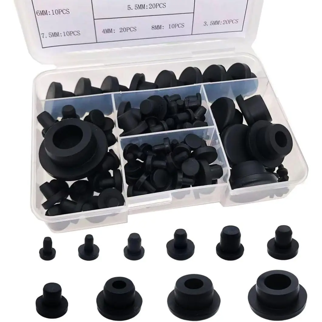 50 count  Rubber Hole Plugs Set - 6 Sizes T-Type  Stopper for  Coating,  Sealing, Button Tube End Cover, Test Pipe Tube Caps (50)