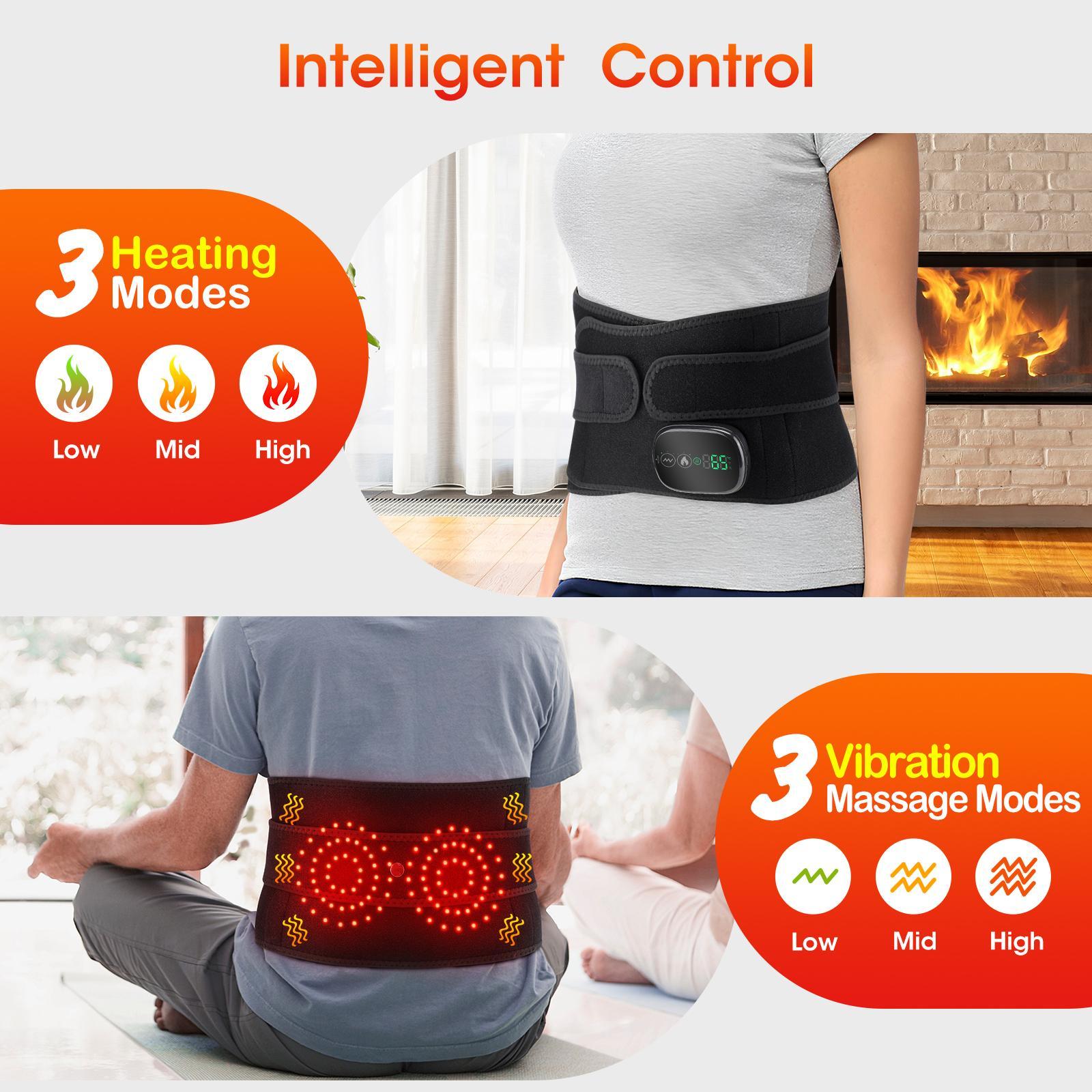 Electric Waist Massager, 3-level Heating Vibration Waist Belt, Women's Abdominal Warming Massage Belt, Birthday Gift for Women & Men, USB Rechargeable