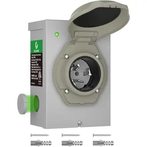 50 Amp Generator Power Inlet Box, Pre-drilled NEMA SS2-50P Box, 4-Prong Twist Lock Plug, 125/250V, 12500W, Weatherproof NEMA 3R for Outdoor Use, LED Indicator, Emergency Ready, ETL Listed