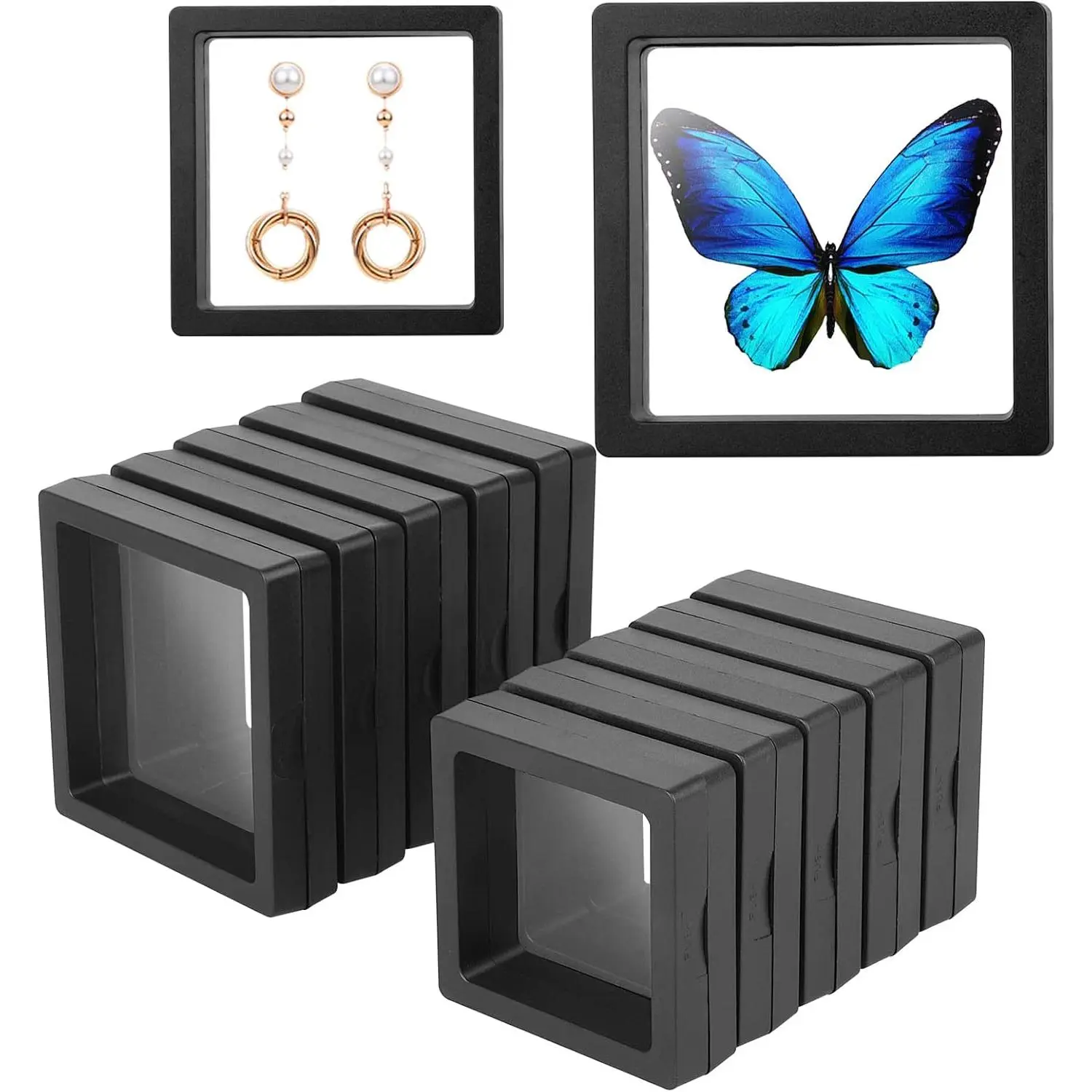 10PCS 3D Floating Frame Display Stand, Challenge Coins Display Holder Case, Jewelry Specimen Medallions Storage Box Suspension Frame