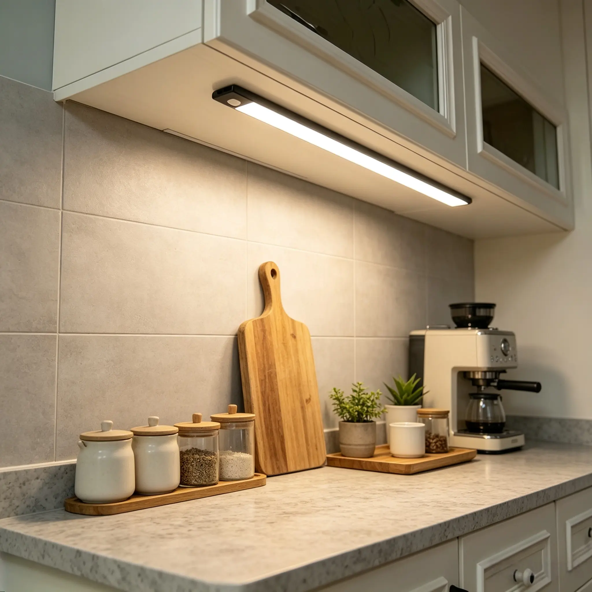 Three-Color Smart Sensor Cabinet Light, Wireless Under-Cabinet Lamp, 3 Bright Modes, Ideal for Kitchen, Hallway, Stairs, Entryway