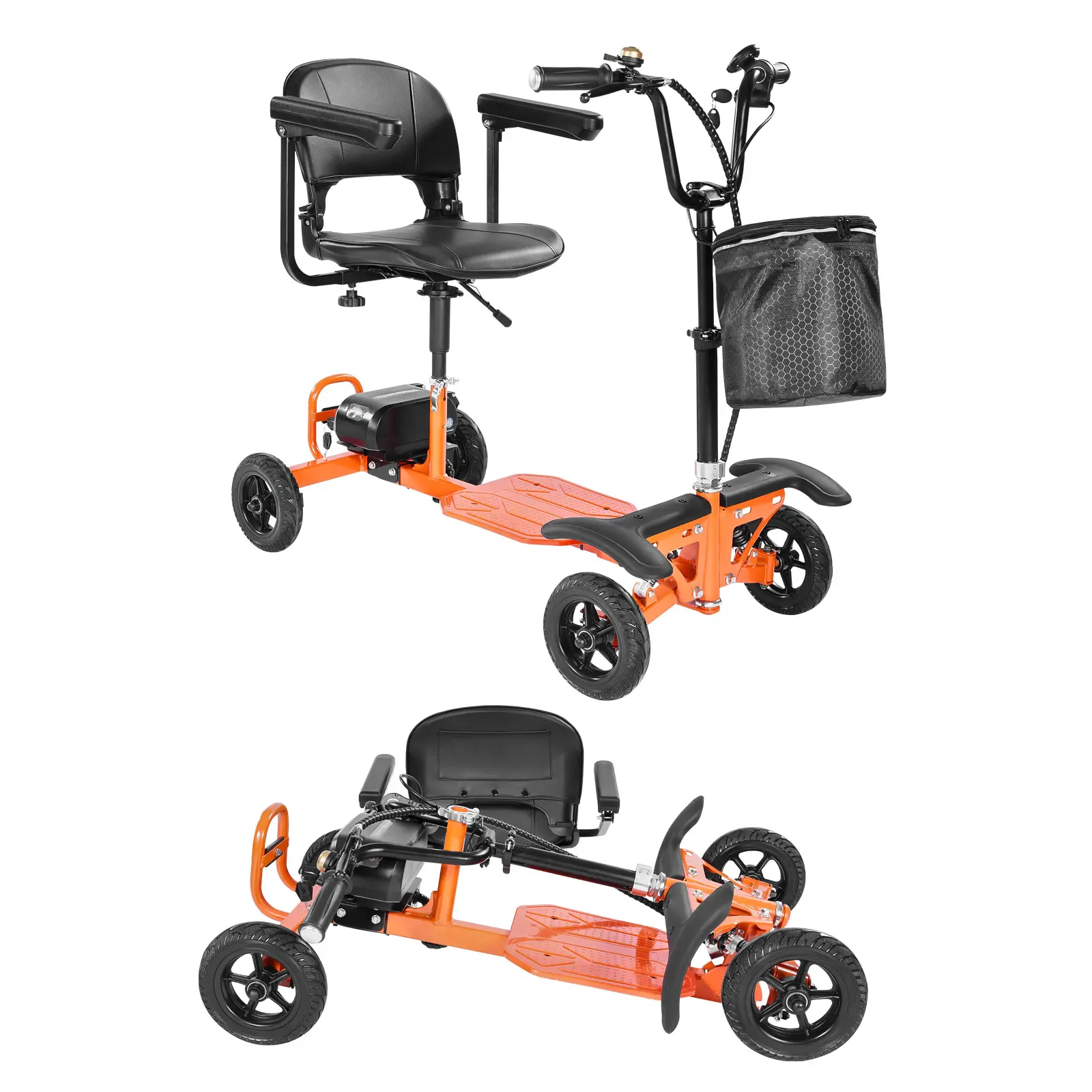 4-Wheel Folding Mobility Scooter for Adults & Seniors, 265LBS Loading Electric Mobility Scooter, All-Terrain Travel Wheelchair with 48V Lithium Battery, 8" Solid Tires & 8 °   Climbing Capacity