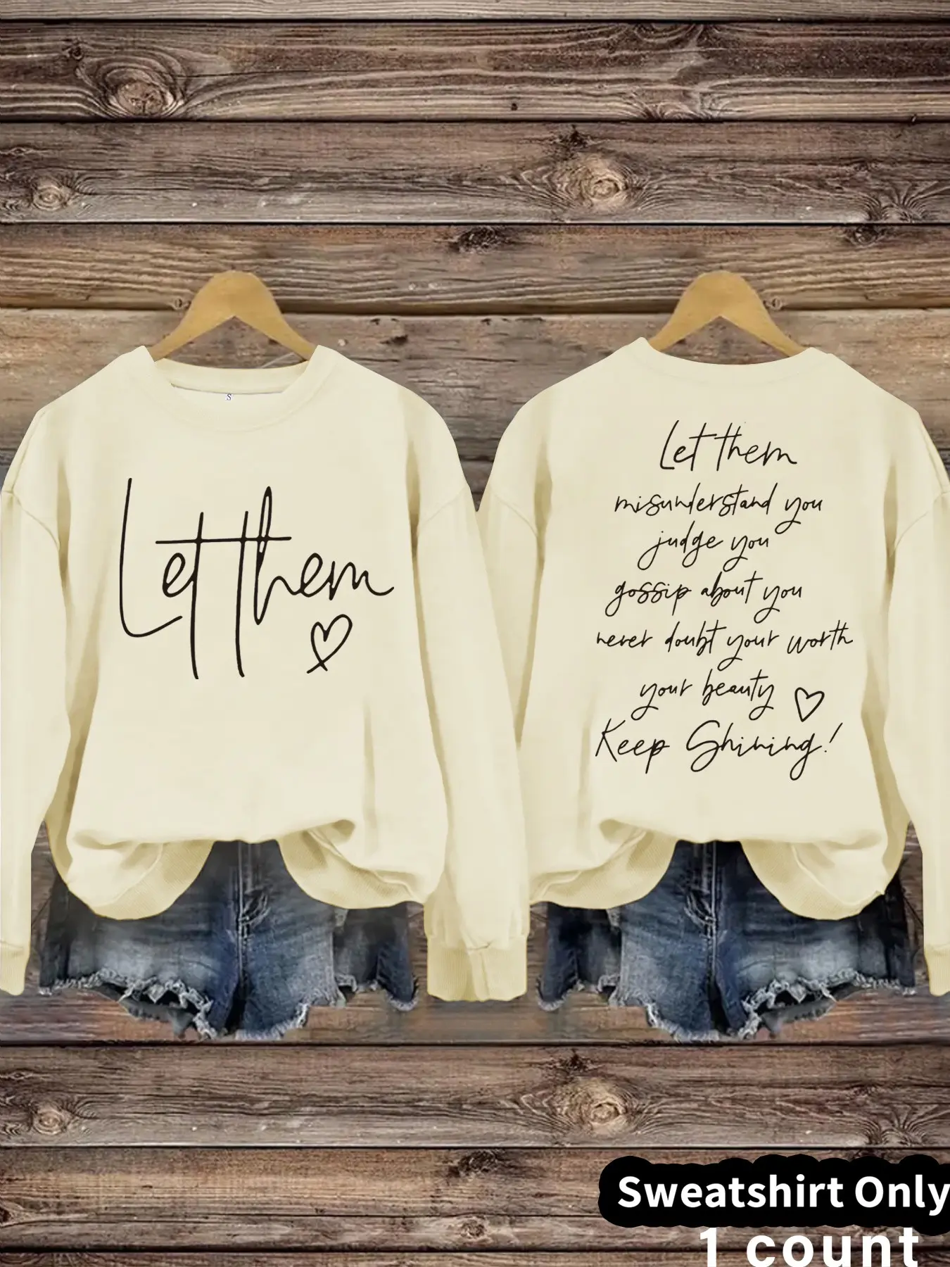 Women's Casual Everyday Long Sleeve Letter Pattern Sweatshirt, Soft Round Neck Thin Hoodie, Comfortable All Seasons, Durable Fabric