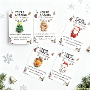 Set of 5/10  inspirational Pocket Favors -Employee Encouragement Gifts Bulk for Coworkers with Animal Christmas ornaments Cards Quality Silicone Reindeer Gingerbread man Christmas tree Christmas stocking Father Christmas FavorsDurable Card